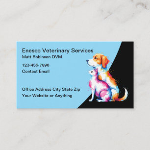 Trendy Modern Veterinary Doctor Business Cards