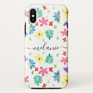 Trendy Modern Watercolor Floral Apple iPhone Cases