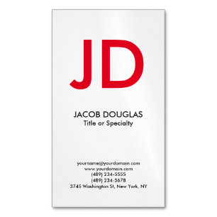 Trendy modern white grey bold monogram magnetic business card