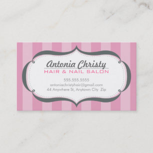 TRENDY modern wide stripe pink grey Business Card