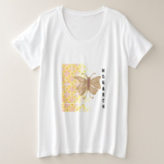 Trendy Monarch Butterfly and Pattern Abstract Plus Size T-Shirt