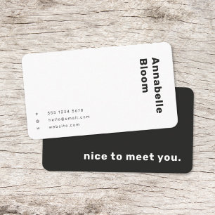 Trendy Monochrome Modern Minimal Black and White Business Card