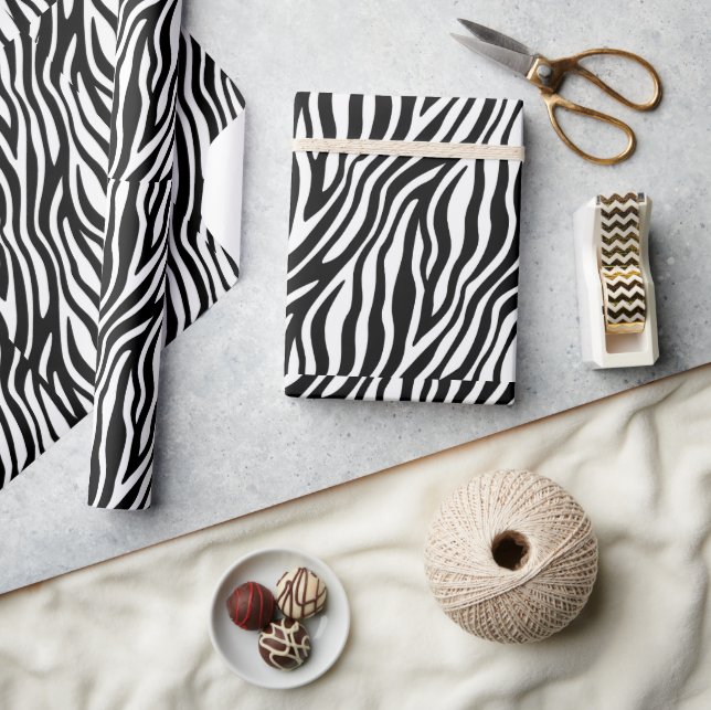 Trendy Monochrome Zebra Stripe Wrapping Paper (Crafts)