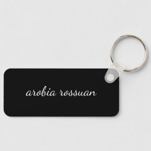 Trendy Monogram   Black Script Personalized Design Key Ring