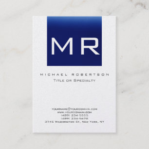 Trendy Monogram Blue Striped Gold Business Card