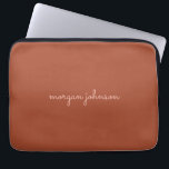 Trendy Monogram | Burnt Orange   Blush Script Name Laptop Sleeve<br><div class="desc">A stylish custom monogram in casual handwritten font in trendy burnt orange and blush.</div>