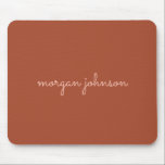 Trendy Monogram | Burnt Orange   Blush Script Name Mouse Pad<br><div class="desc">A stylish custom monogram in casual handwritten font in trendy burnt orange and blush.</div>