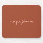 Trendy Monogram | Burnt Orange   Blush Script Name Mouse Pad<br><div class="desc">A stylish custom monogram in casual handwritten font in trendy burnt orange and blush.</div>