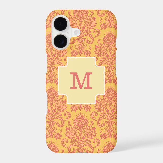 Trendy Monogram Coral Damask And Sun Custom Case-M (Back)