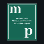 Trendy Monogram Emerald Green Budget Save the Date Flyer<br><div class="desc">A simple clean minimalist design in emerald green with a text pairing of fonts in bold lower case monogram letter text templates and upper case font templates for the details that are easy for you to personalize. Just change the letters to your own right on the product page. All elements...</div>