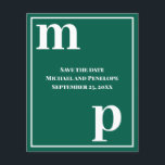 Trendy Monogram Emerald Green Budget Save the Date Flyer<br><div class="desc">A simple clean minimalist design in emerald green with a text pairing of fonts in bold lower case monogram letter text templates and upper case font templates for the details that are easy for you to personalize. Just change the letters to your own right on the product page. All elements...</div>