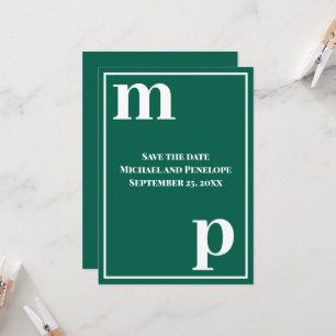 Trendy Monogram Emerald Green Save the Date  Invitation