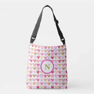 Trendy Monogram Heart Cross Body Bag