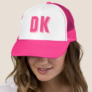 Trendy Monogram Initial Bachelorette Pink Trucker Hat