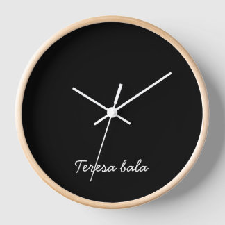 Trendy Monogram Modern Black Script Design Clock