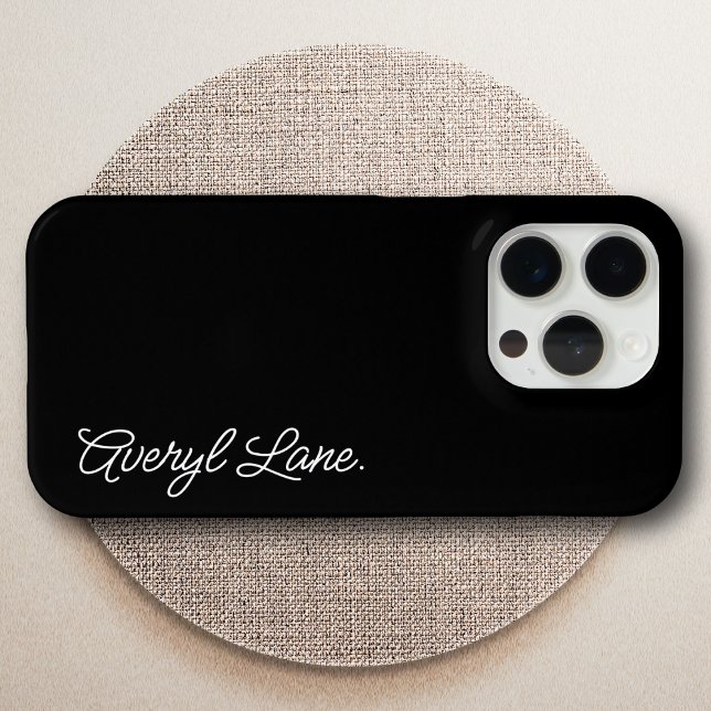 Trendy Monogram Modern Black Script Elegant Name Case-Mate iPhone Case (Creator Uploaded)
