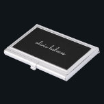 Trendy Monogram | Modern Black Script Name Business Card Holder<br><div class="desc">A simple stylish custom monogram design in an informal casual handwritten script typography in striking monochrome black and white. The monogram can easily be personalised to make a design as unique as you are! The perfect trendy bespoke gift or accessory for any occasion.</div>