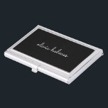 Trendy Monogram | Modern Black Script Name Business Card Holder<br><div class="desc">A simple stylish custom monogram design in an informal casual handwritten script typography in striking monochrome black and white. The monogram can easily be personalised to make a design as unique as you are! The perfect trendy bespoke gift or accessory for any occasion.</div>