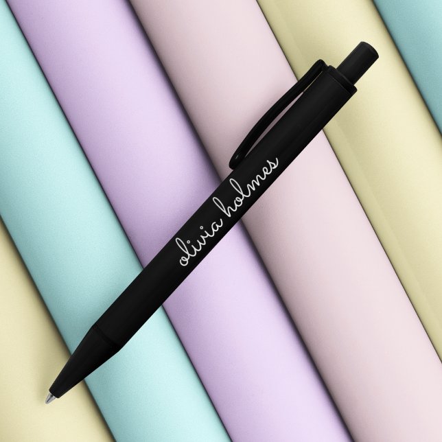 Trendy Monogram | Modern Black Script Name Ink Pen (Creator Uploaded)