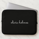 Trendy Monogram | Modern Black Script Name Laptop Sleeve<br><div class="desc">A simple stylish custom monogram design in an informal casual handwritten script typography in striking monochrome black and white. The monogram can easily be personalised to make a design as unique as you are! The perfect trendy bespoke gift or accessory for any occasion.</div>