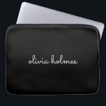 Trendy Monogram | Modern Black Script Name Laptop Sleeve<br><div class="desc">A simple stylish custom monogram design in an informal casual handwritten script typography in striking monochrome black and white. The monogram can easily be personalised to make a design as unique as you are! The perfect trendy bespoke gift or accessory for any occasion.</div>