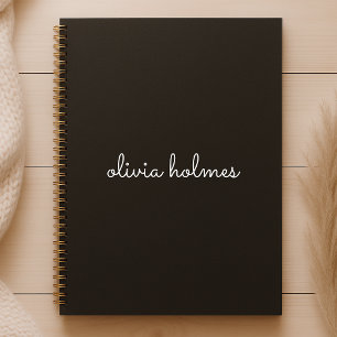 Trendy Monogram Modern Black Script Name Planner