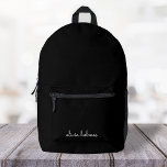 Trendy Monogram | Modern Black Script Name Printed Backpack<br><div class="desc">A simple stylish custom monogram design in an informal casual handwritten script typography in striking monochrome black and white. The monogram can easily be personalised to make a design as unique as you are! The perfect trendy bespoke gift or accessory for any occasion.</div>