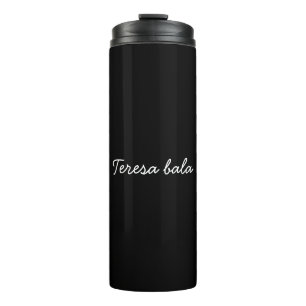 Trendy Monogram Modern Black Script Personalized Thermal Tumbler