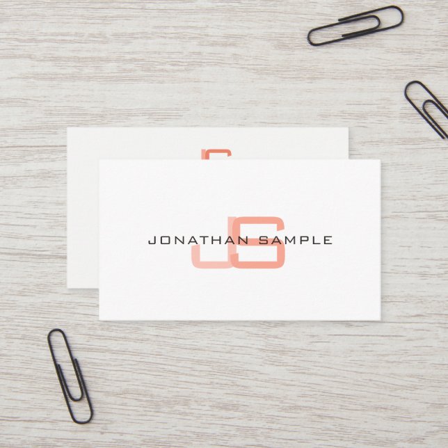 Trendy Monogram Modern Elegant Template Business Card (Front/Back In Situ)