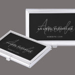 Trendy Monogram Modern Personalised With Name Business Card Holder<br><div class="desc">Make a powerful statement of professionalism with our Professional Elegant Modern Personalised With Name Black Business Card Case. This meticulously crafted case is designed to reflect your unique style while exuding sophistication and contemporary charm. Personalised with your name, it adds a personalised touch that sets your networking efforts apart. With...</div>