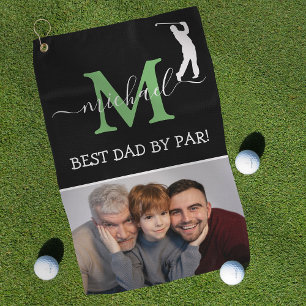 Trendy Monogram & Photo Fathers Day Gift Golf Towel