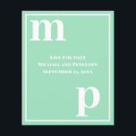 Trendy Monogram Seafoam Green Budget Save the Date Flyer<br><div class="desc">A simple clean minimalist design in seafoam green with a text pairing of fonts in bold lower case monogram letter text templates and upper case font templates for the details that are easy for you to personalise. Just change the letters to your own right on the product page. All elements...</div>