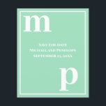 Trendy Monogram Seafoam Green Budget Save the Date Flyer<br><div class="desc">A simple clean minimalist design in seafoam green with a text pairing of fonts in bold lower case monogram letter text templates and upper case font templates for the details that are easy for you to personalise. Just change the letters to your own right on the product page. All elements...</div>