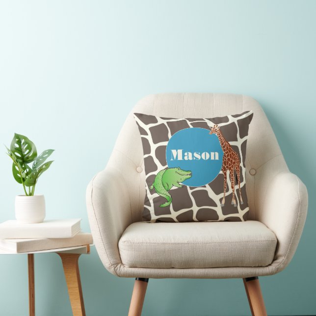 Trendy Monogram Stylised Giraffe Pattern Pillow (Chair)