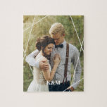 Trendy Monogram Wedding Photo Jigsaw Puzzle<br><div class="desc">Simple and chic monogram design. Need a custom colour? Send us a message to heartlockedstudio@gmail.com and we'll be happy to help you out!</div>