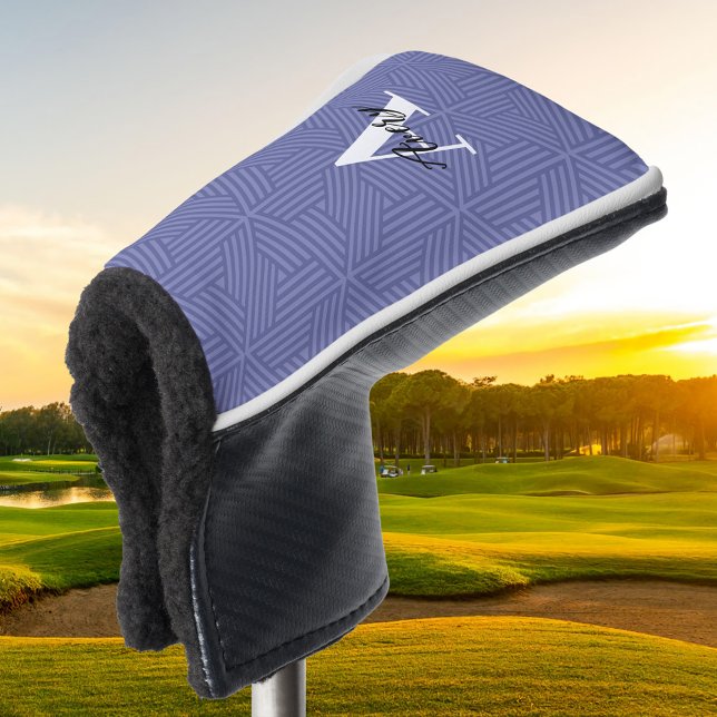 Trendy Monogram with Script Name Overlay Golf Head Cover (Creator Uploaded)