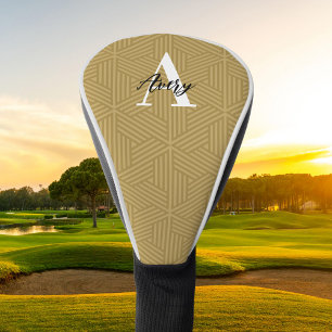 Trendy Monogram with Script Name Overlay Golf Head Cover