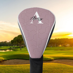 Trendy Monogram with Script Name Overlay Golf Head Cover