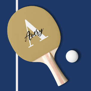 Trendy Monogram with Script Name Overlay Ping Pong Paddle