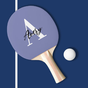 Trendy Monogram with Script Name Overlay Ping Pong Paddle