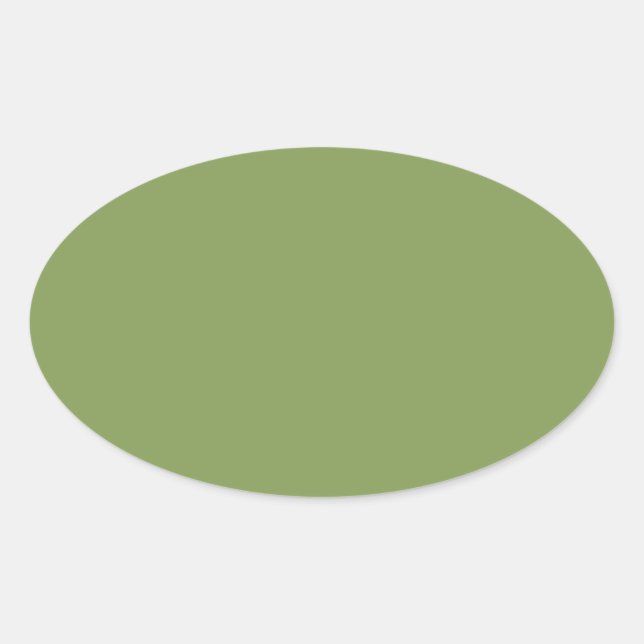 Trendy Moss Green Background Colour Customise this Oval Sticker (Front)