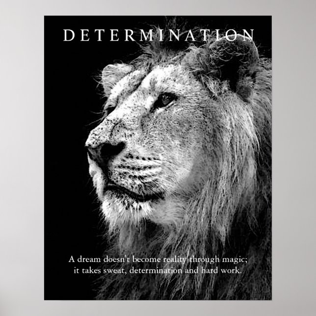 Trendy Motivational Determination Lion Artwork Poster (Front)