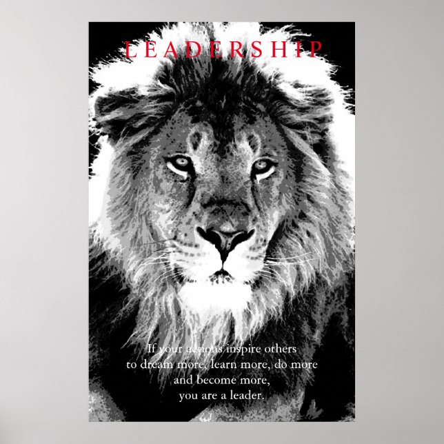 Trendy Motivational Leadership Lion Art Poster (Front)