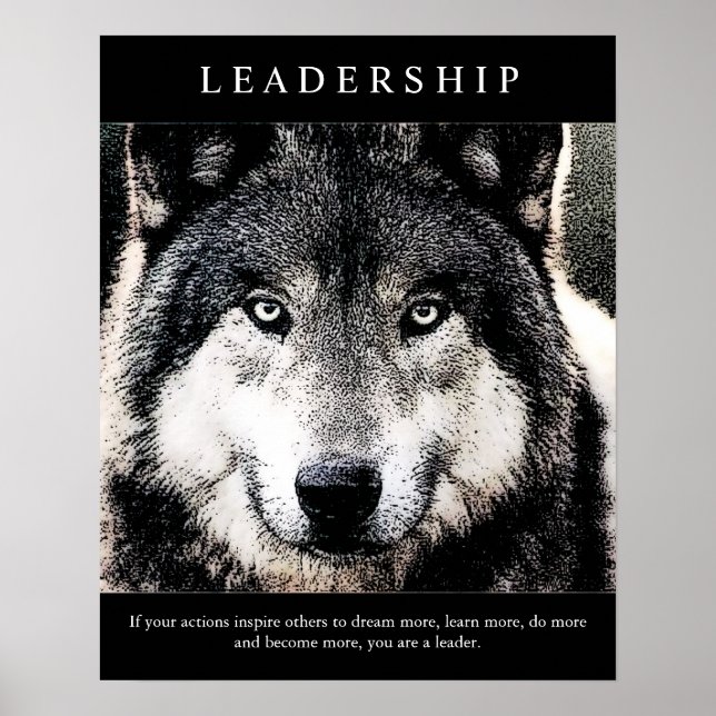 Trendy Motivational Leadership Wolf Eyes Poster (Front)