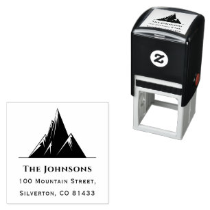 Trendy Mountain Family Name Text Return Address Self-inking Stamp