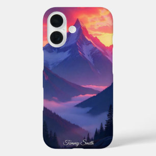 Trendy Mountain Sunset Scenic Landscape iPhone 16 Case