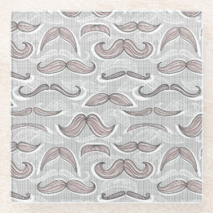 Trendy Moustache Pattern Glass Coaster