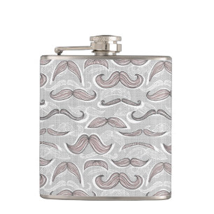 Trendy Moustache Pattern Hip Flask