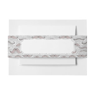 Trendy Moustache Pattern Invitation Belly Band
