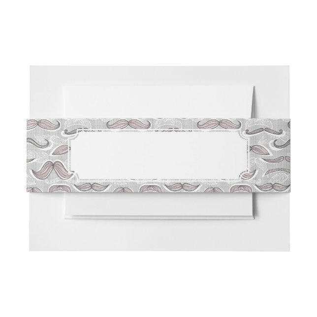 Trendy Moustache Pattern Invitation Belly Band (Front Example)